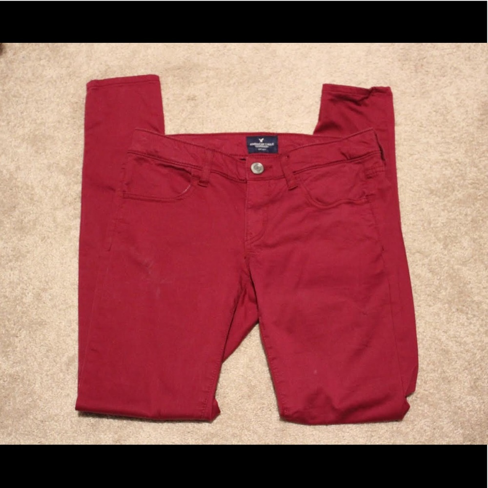 American Eagle Red skinny jeans